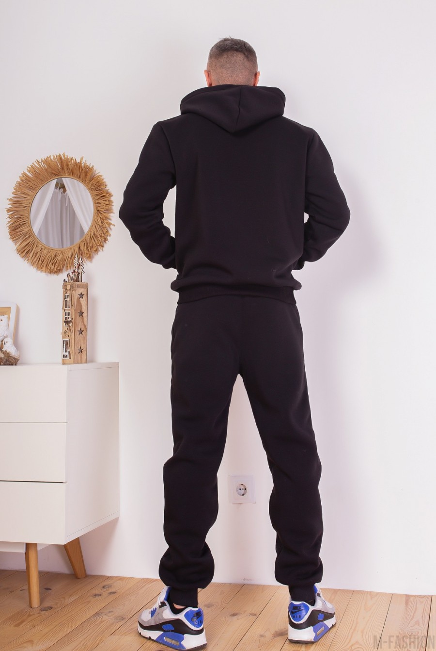 Черный утепленный флисом костюм с капюшоном- Фото 4