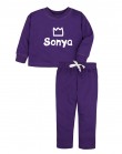 Фиолетовый хлопковый костюм с возможностью индивидуальной печати имени на принте