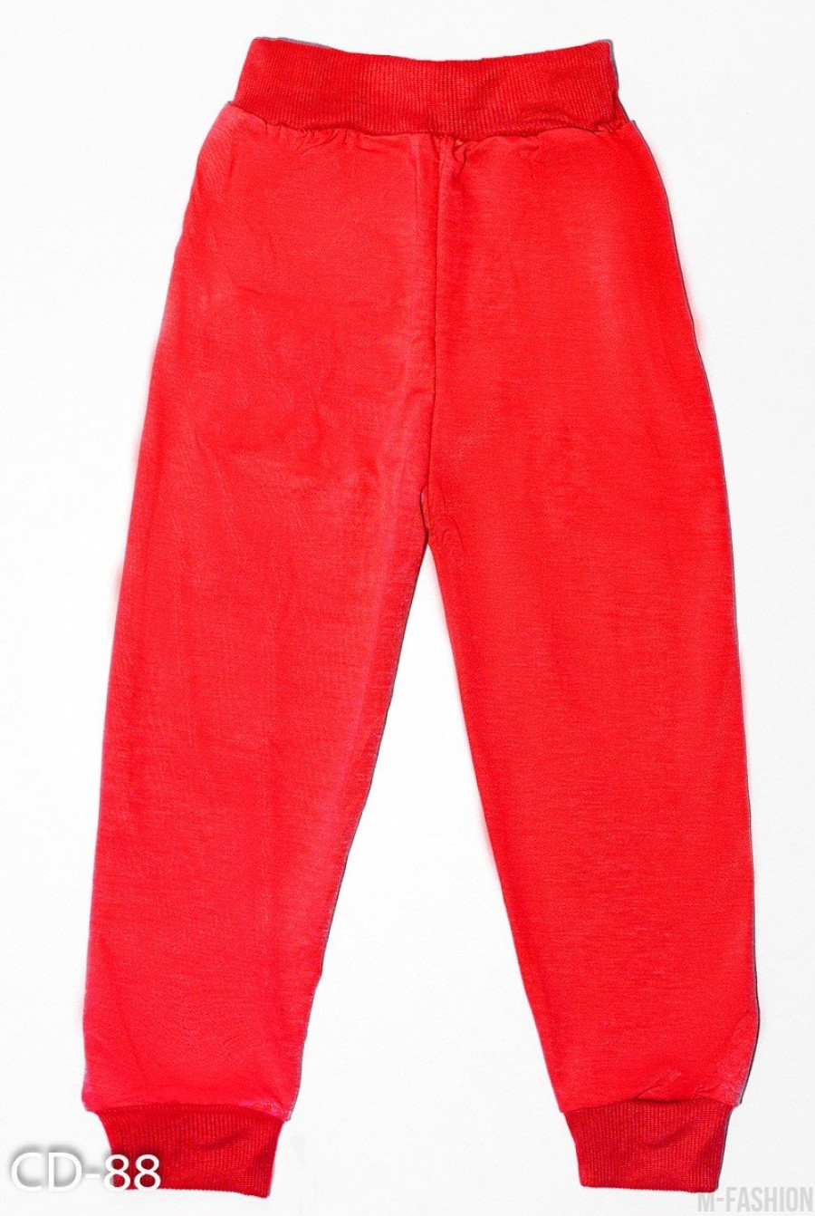 Красный тонкий трикотажный спортивный костюм с принтом- Фото 4