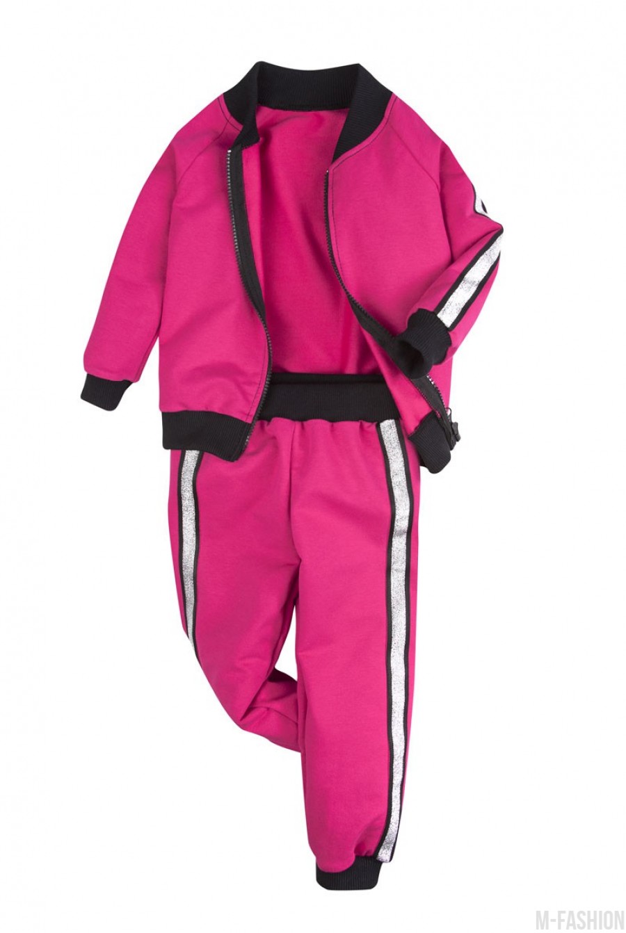 Розовый спортивный костюм на молнии из футера - Фото 1