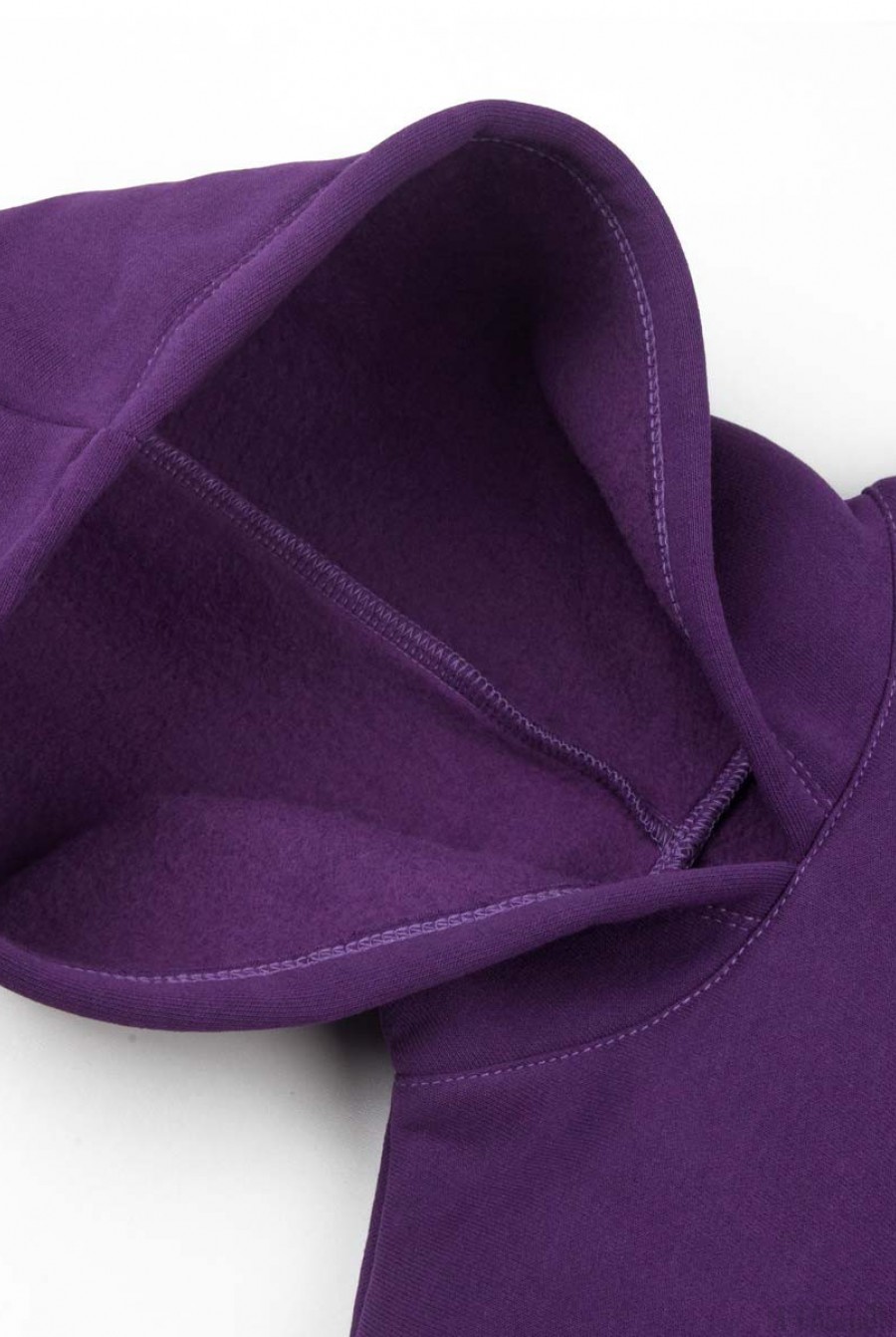 Фиолетовый спортивный костюм из плотного футера с принтом и капюшоном- Фото 6