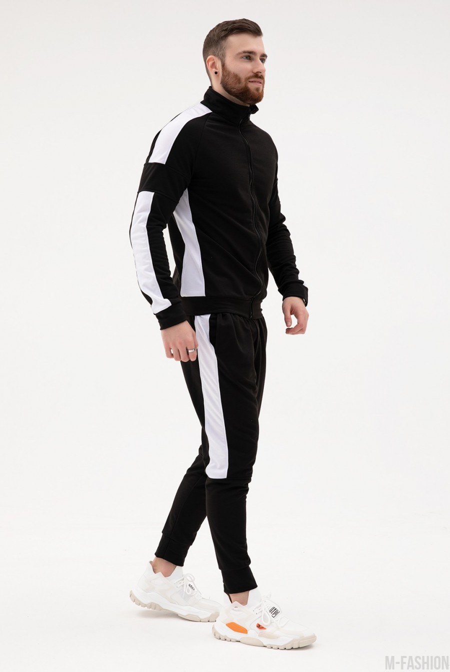 Черно-белый спортивный костюм из трикотажа- Фото 2