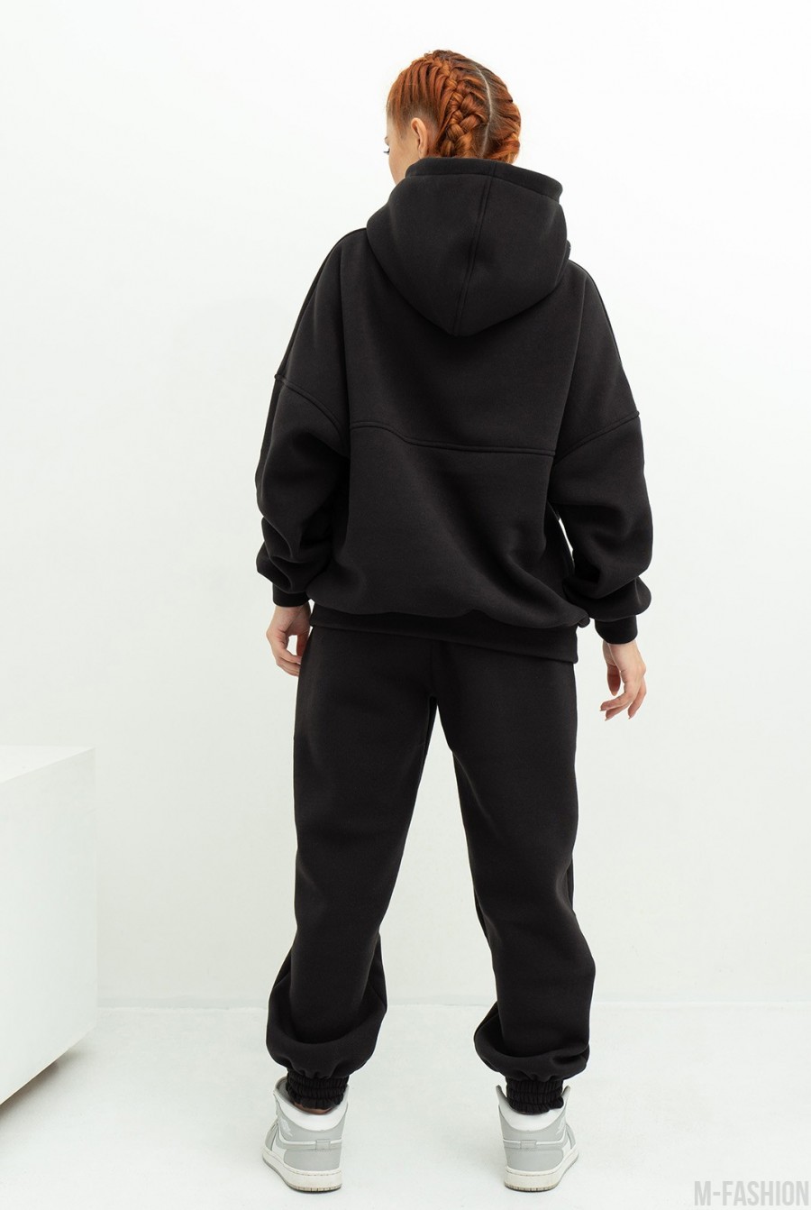 Черный утепленный костюм свободного кроя- Фото 3