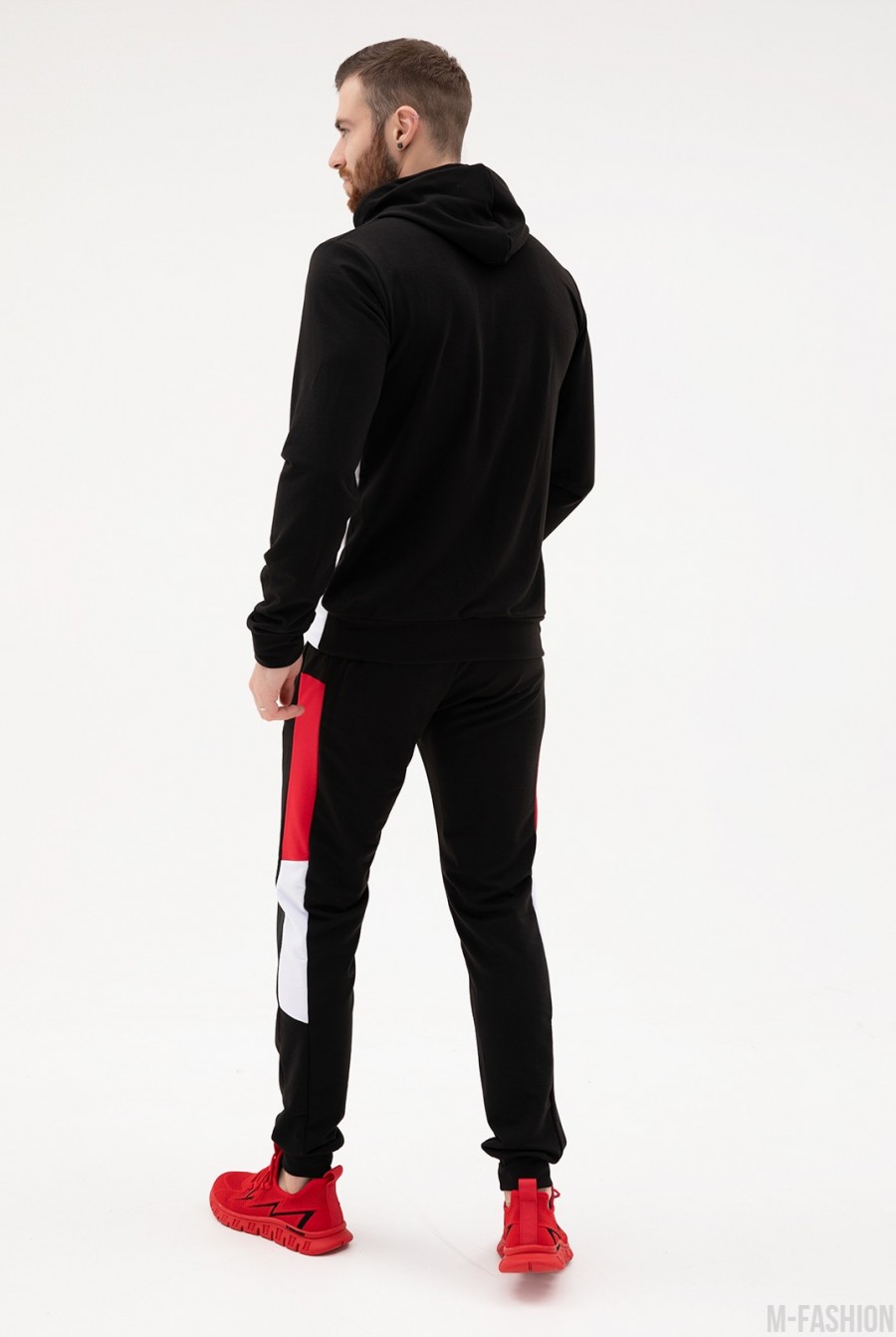 Черно-красный трикотажный костюм с вставками- Фото 3