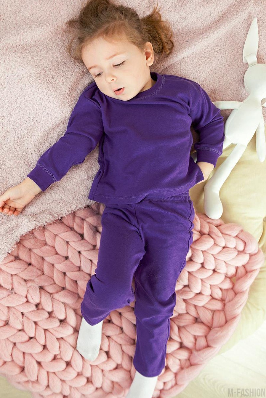 Хлопковый фиолетовый спортивный костюм- Фото 2