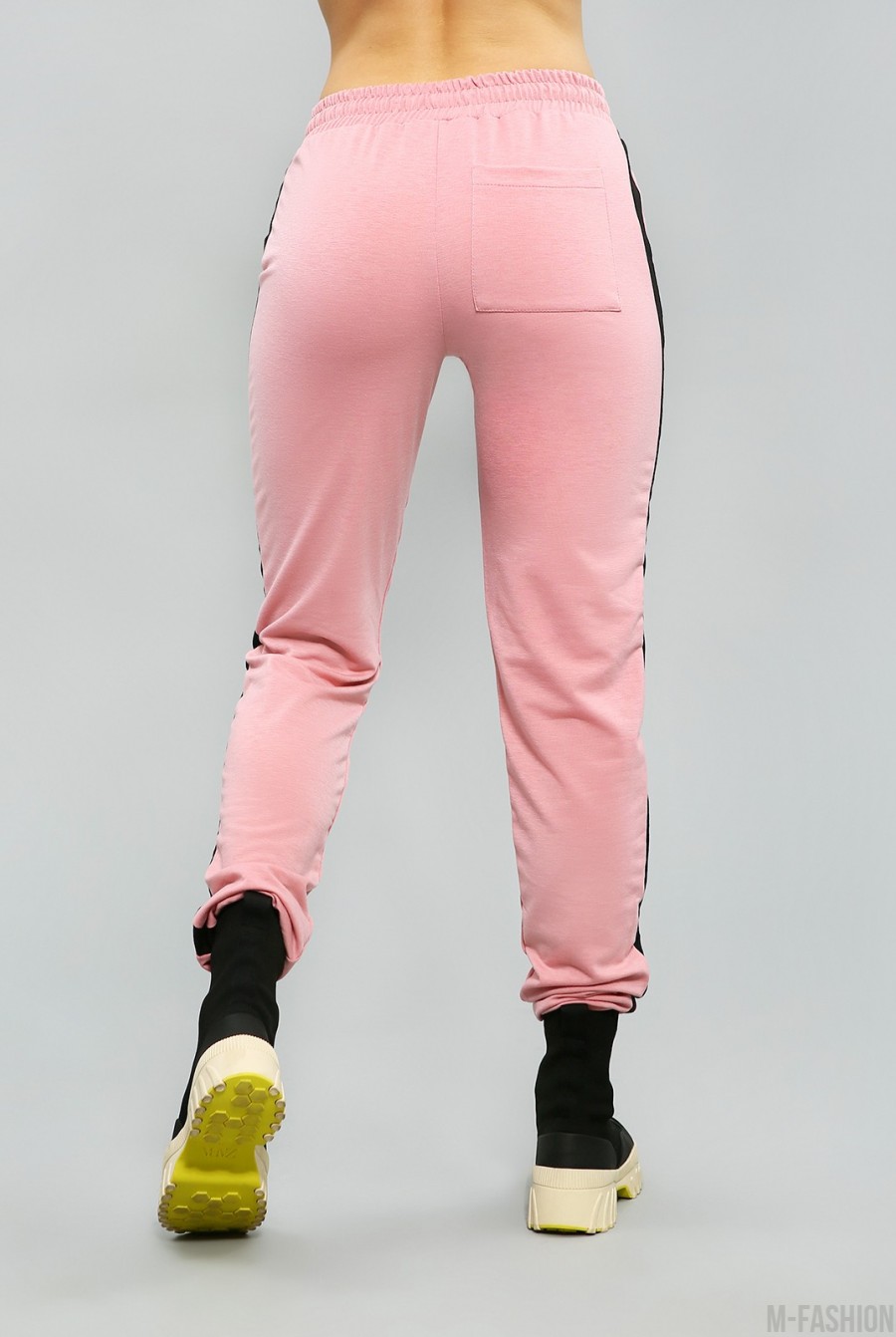 Розовые трикотажные штаны с лампасами- Фото 5