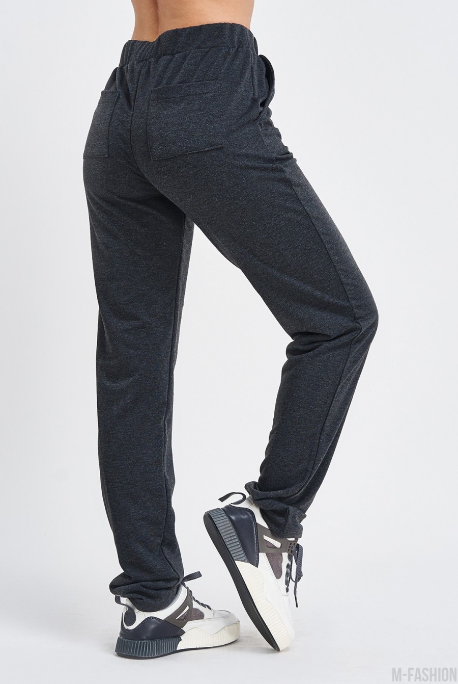 Темно-серые трикотажные штаны с карманами- Фото 5