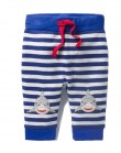Хлопковые штаны синего цвета с аппликациями на коленях