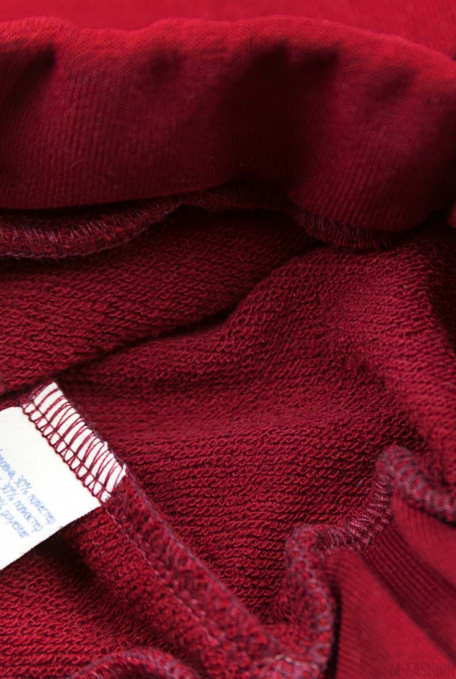 Красные штаны из футера на резинке, с карманами и подворотами- Фото 6