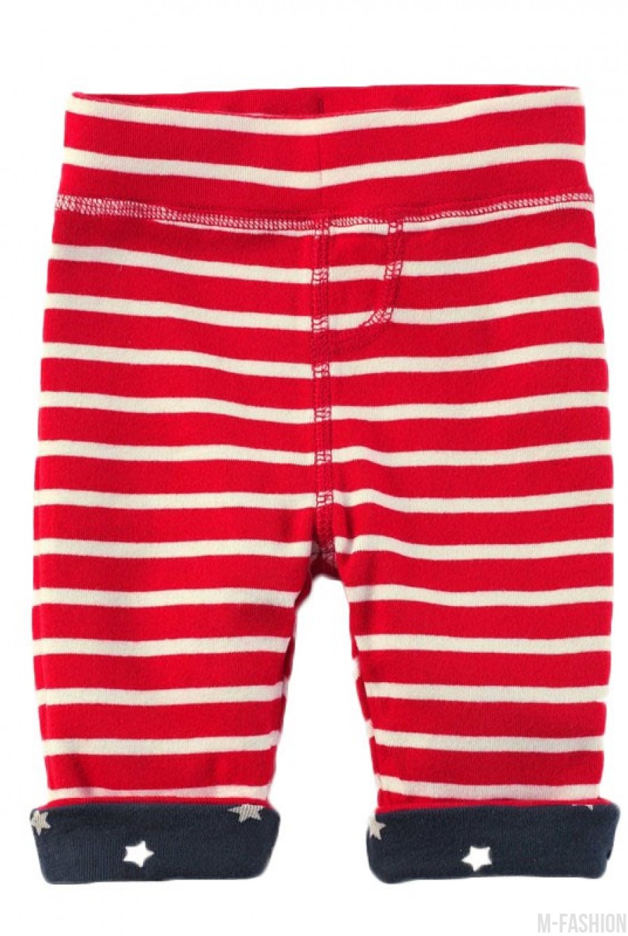 Красные котоновые штаны в полоску и подворотами - Фото 1