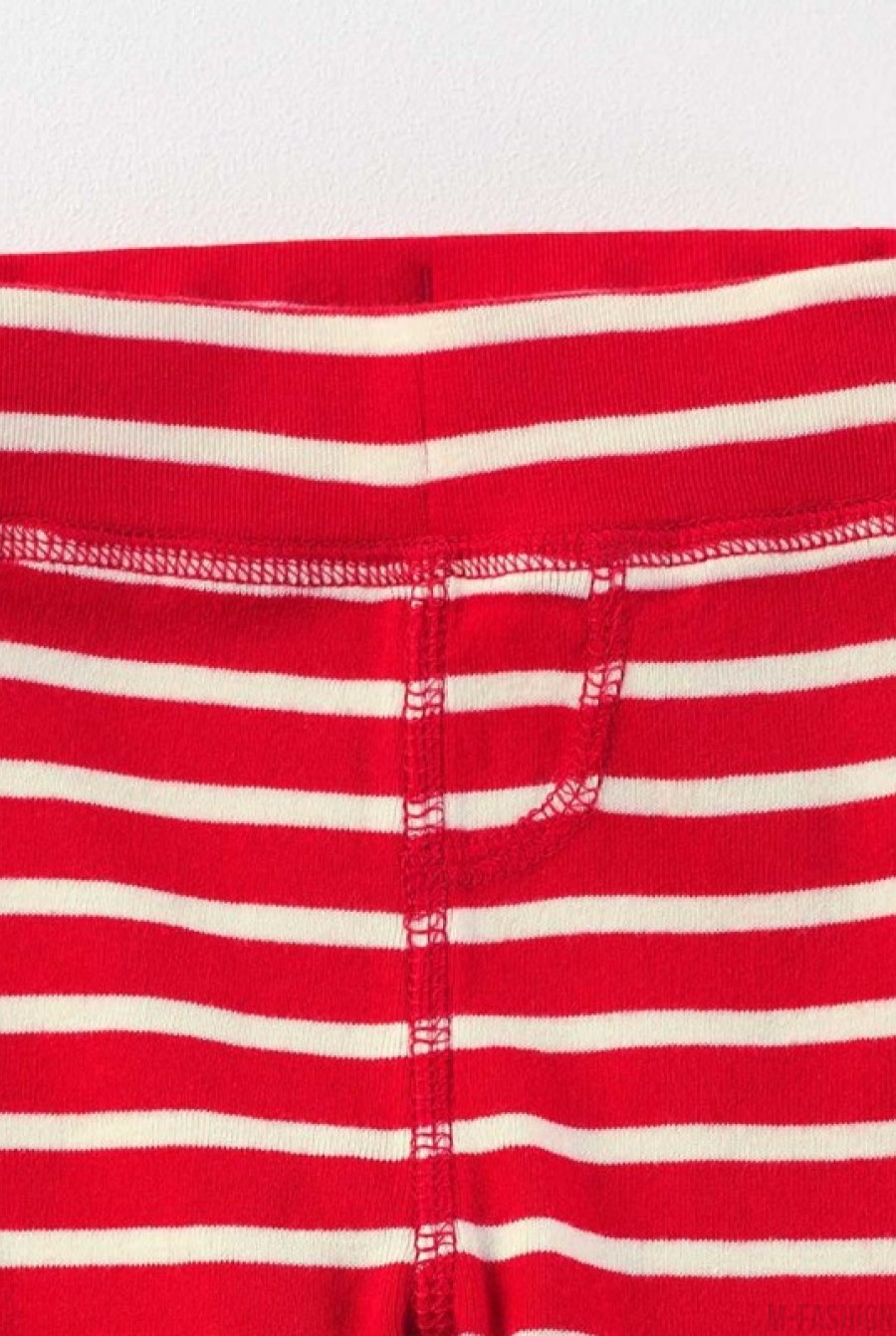 Красные котоновые штаны в полоску и подворотами- Фото 2