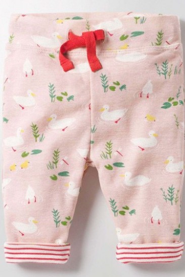 Хлопковые розовые штаны с подворотами, карманом и завязкой на поясе