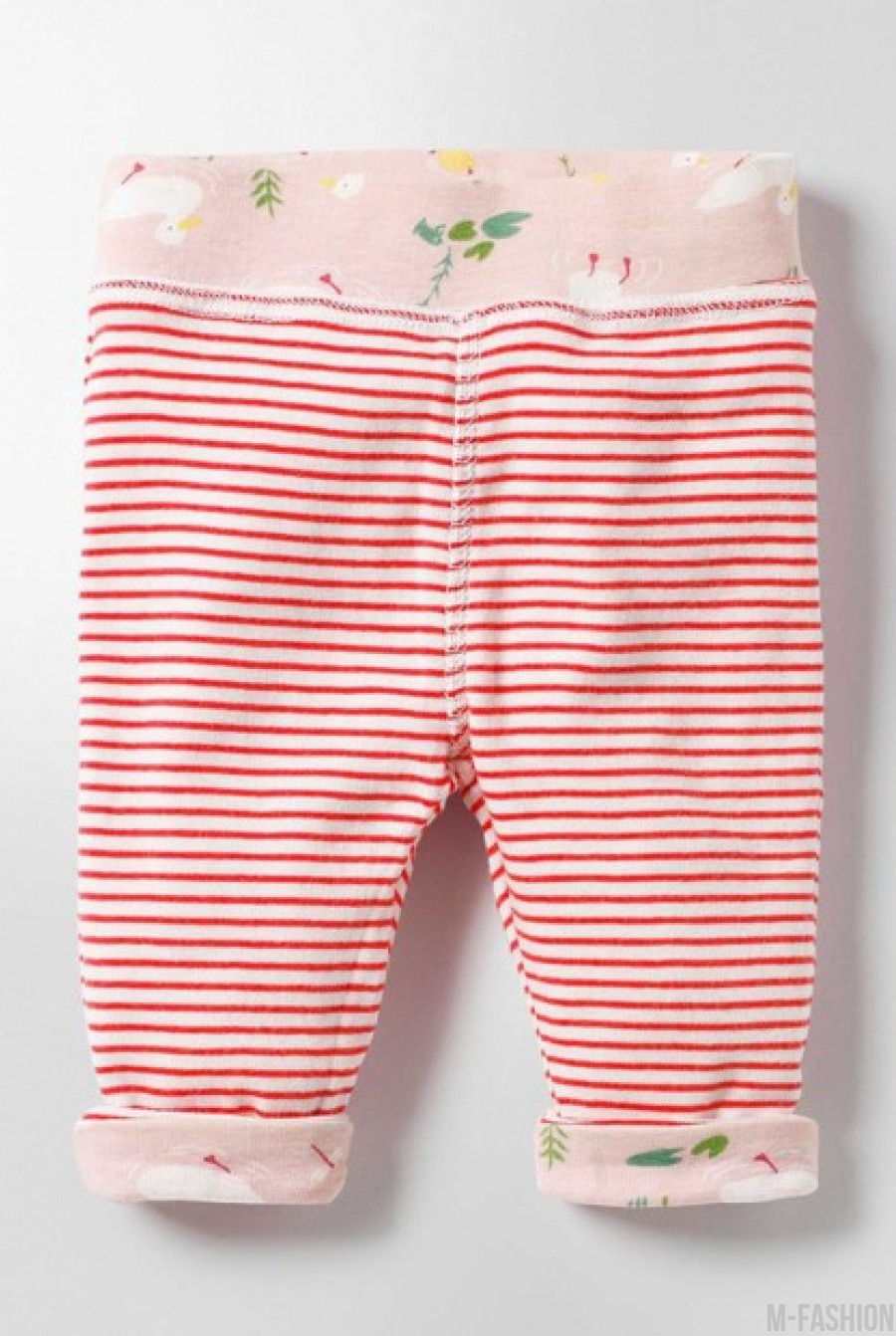 Хлопковые розовые штаны с подворотами, карманом и завязкой на поясе- Фото 3