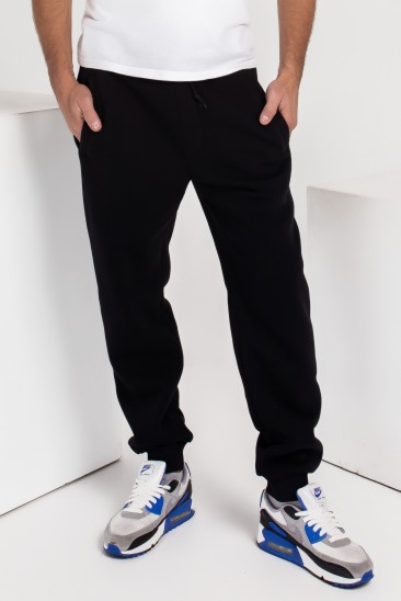 Черные утепленные флисом спортивные штаны с манжетами