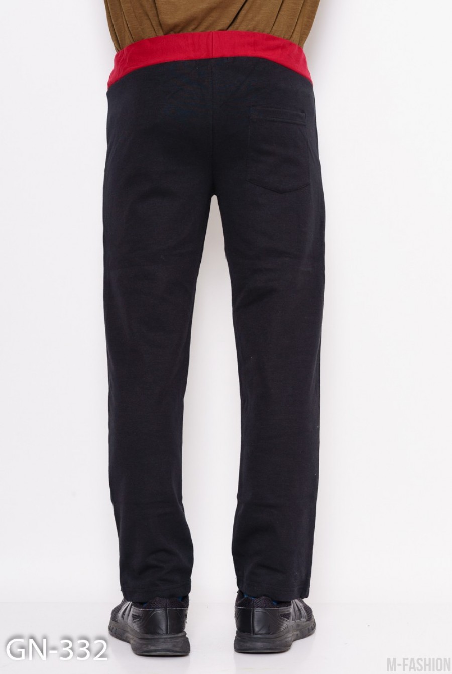 Черно-бордовые трикотажные спортивные штаны с аппликацией- Фото 5