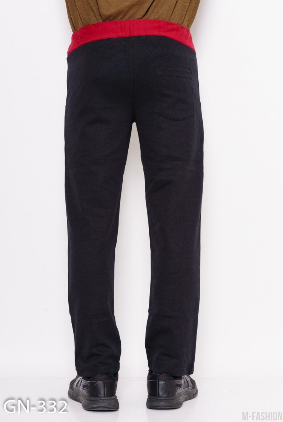 Черно-бордовые трикотажные спортивные штаны с аппликацией- Фото 4