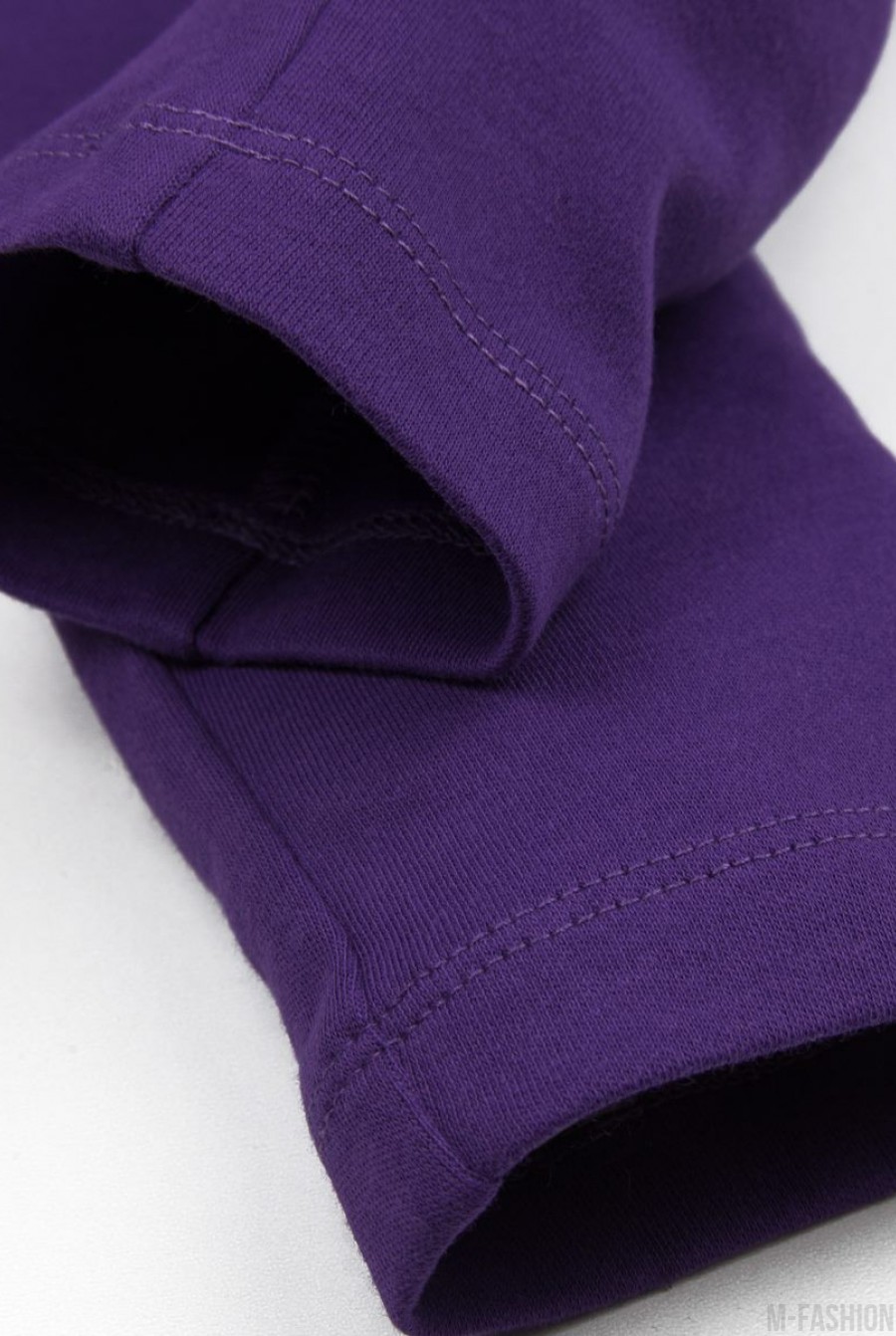 Трикотажные фиолетовые спортивные штаны на резинке- Фото 6
