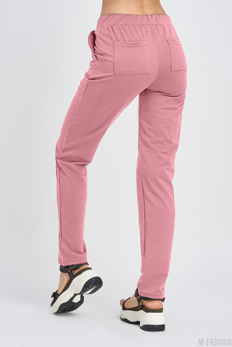 Розовые трикотажные штаны с карманами- Фото 3