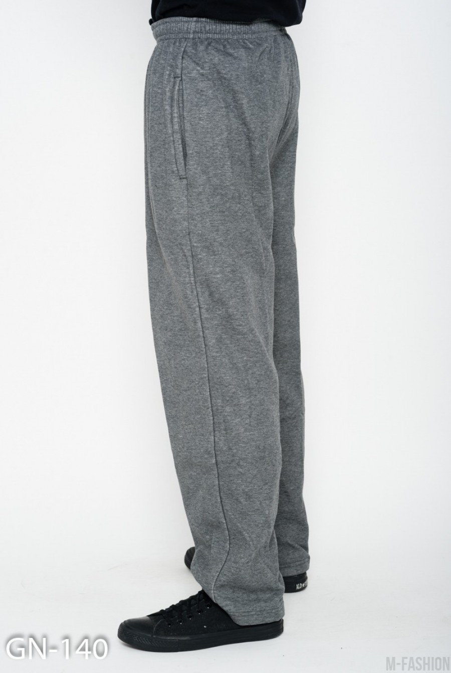 Темно-серые теплые прямые спортивные штаны на флисе- Фото 3