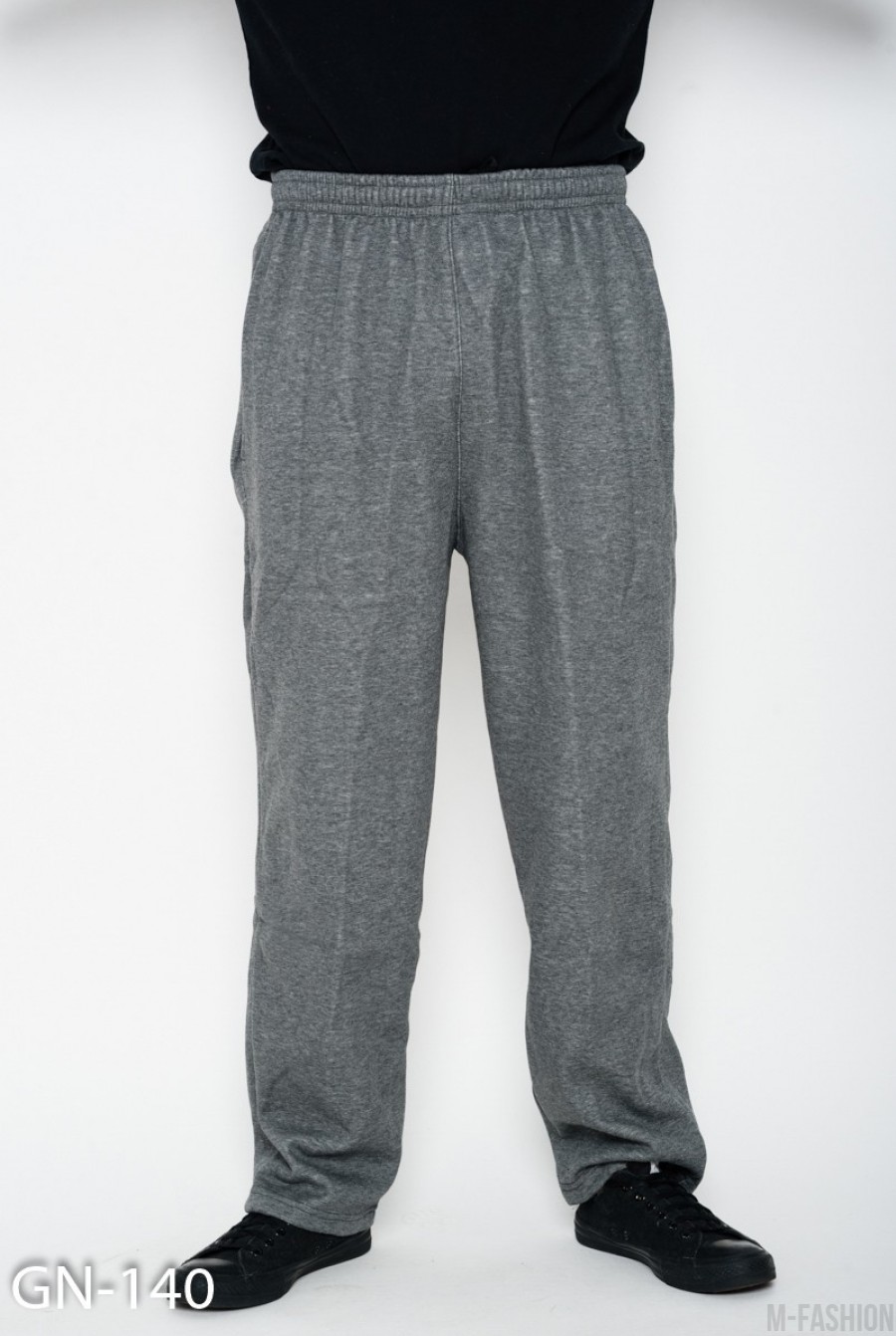 Темно-серые теплые прямые спортивные штаны на флисе - Фото 1