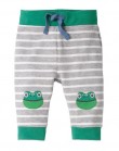 Хлопковые серо-зеленые штаны аппликациями на коленях