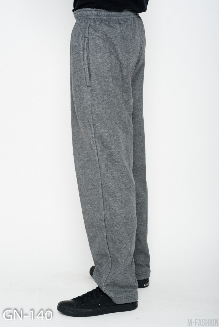 Темно-серые теплые прямые спортивные штаны на флисе- Фото 2