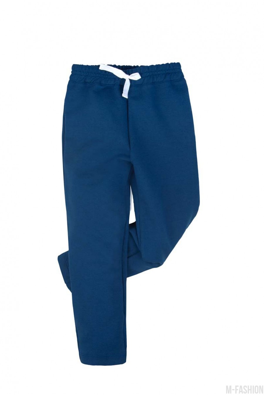 Синие штаны из футера на резинке - Фото 1