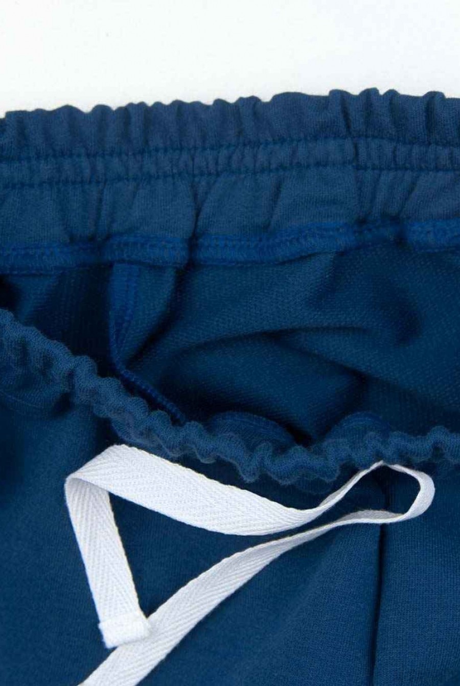 Синие штаны на резинке из футера с принтом- Фото 4