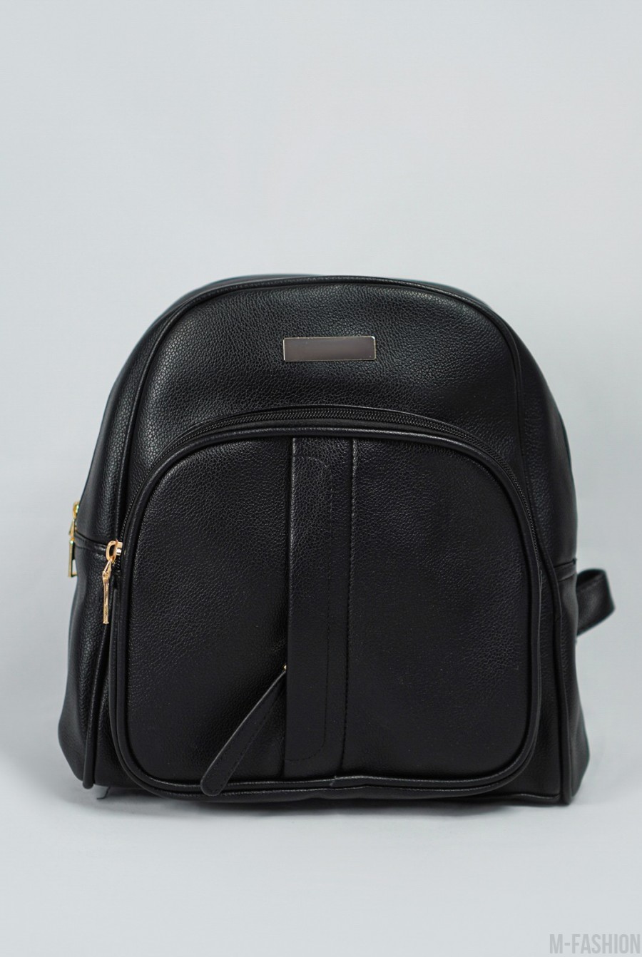 Черный вместительный рюкзак из эко-кожи- Фото 2
