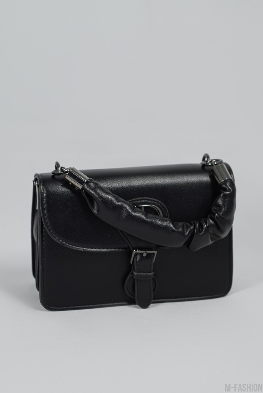 Черная меленькая каркасная сумка кросс-боди- Фото 3