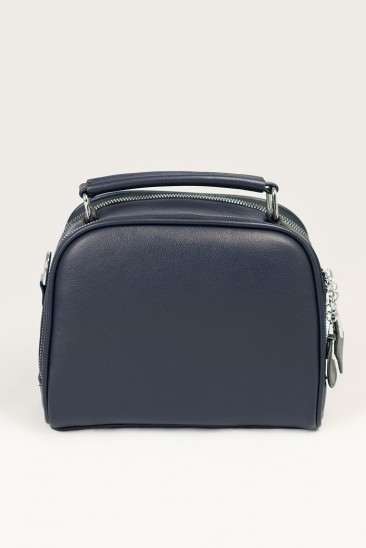 Синяя сумка-чемоданчик из эко-кожи