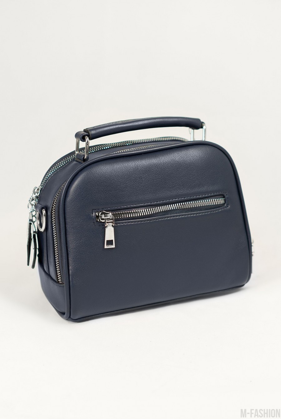 Синяя сумка-чемоданчик из эко-кожи- Фото 3