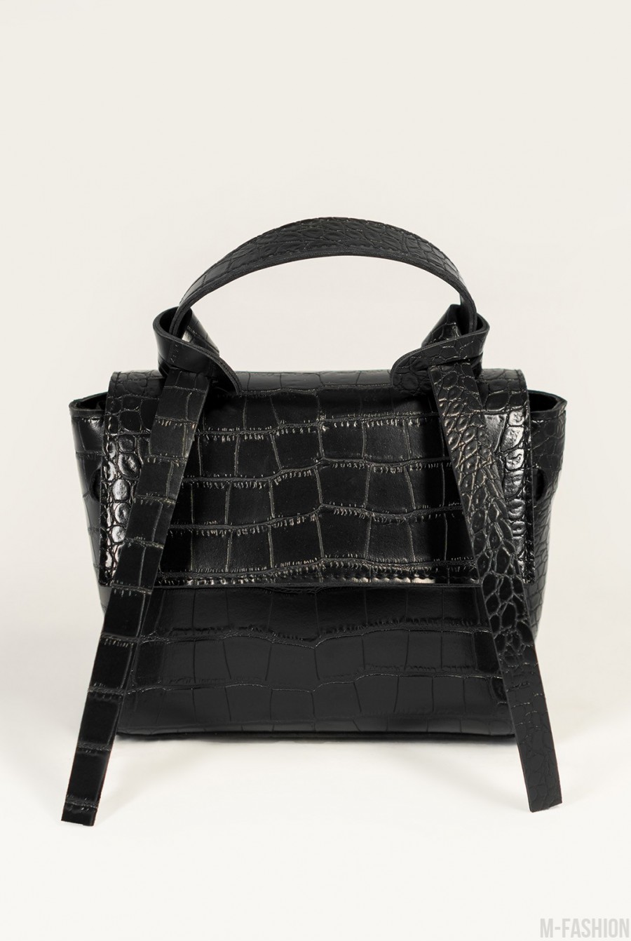 Черная сумка-чемоданчик из фактурной эко-кожи - Фото 1