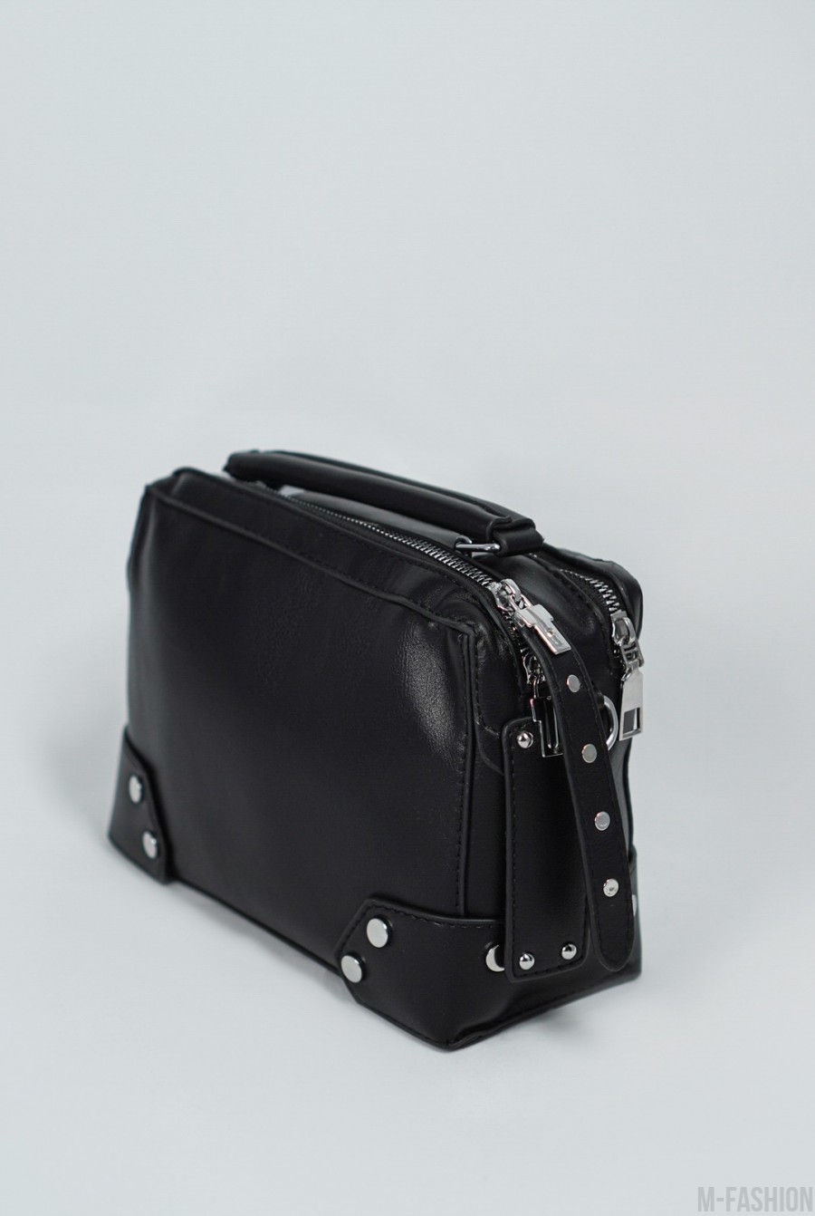 Маленькая черная сумка-чемоданчик с двумя отделениями- Фото 2