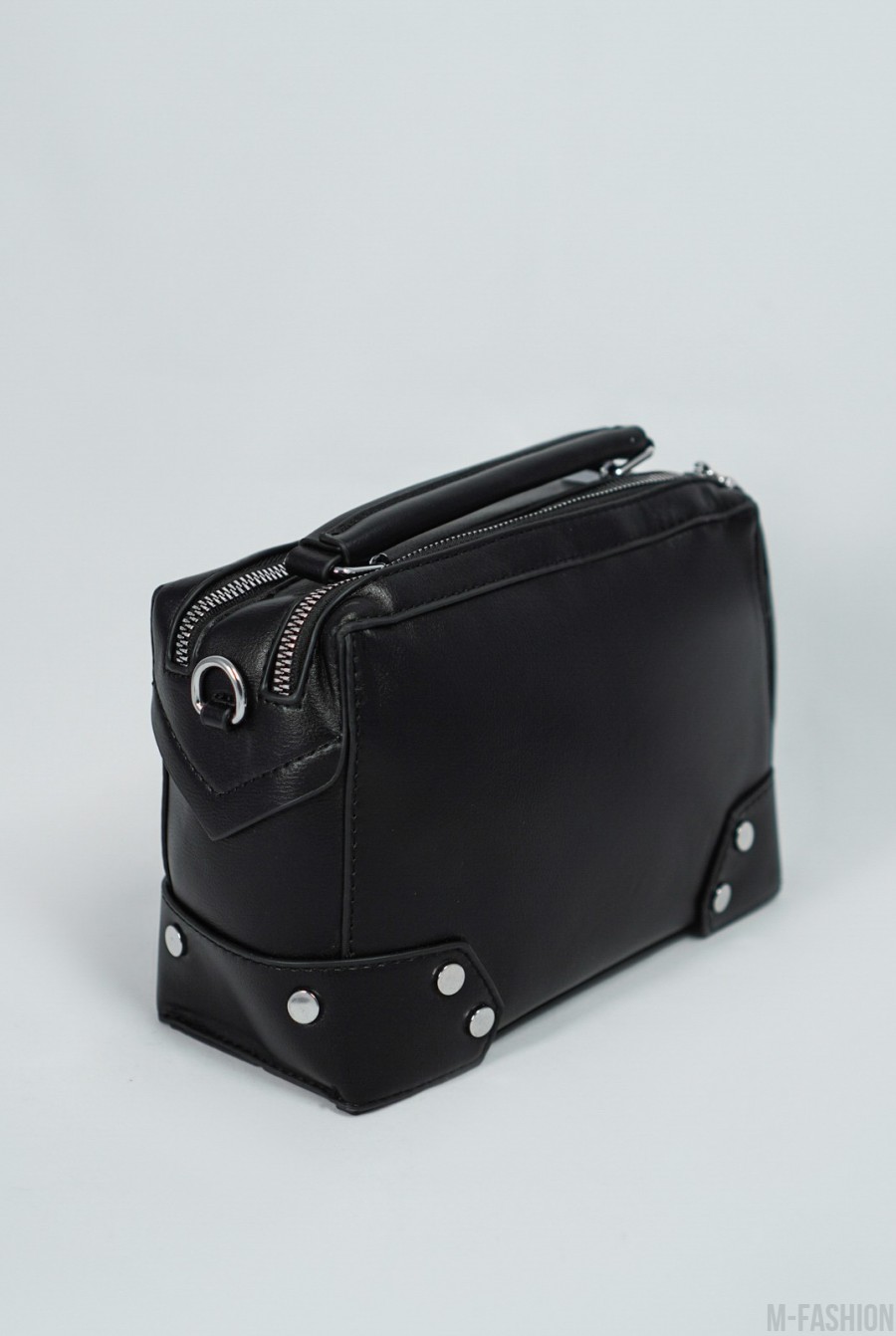 Маленькая черная сумка-чемоданчик с двумя отделениями- Фото 3