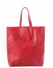 Кожаная красная сумка City с трендовым принтом под рептилию