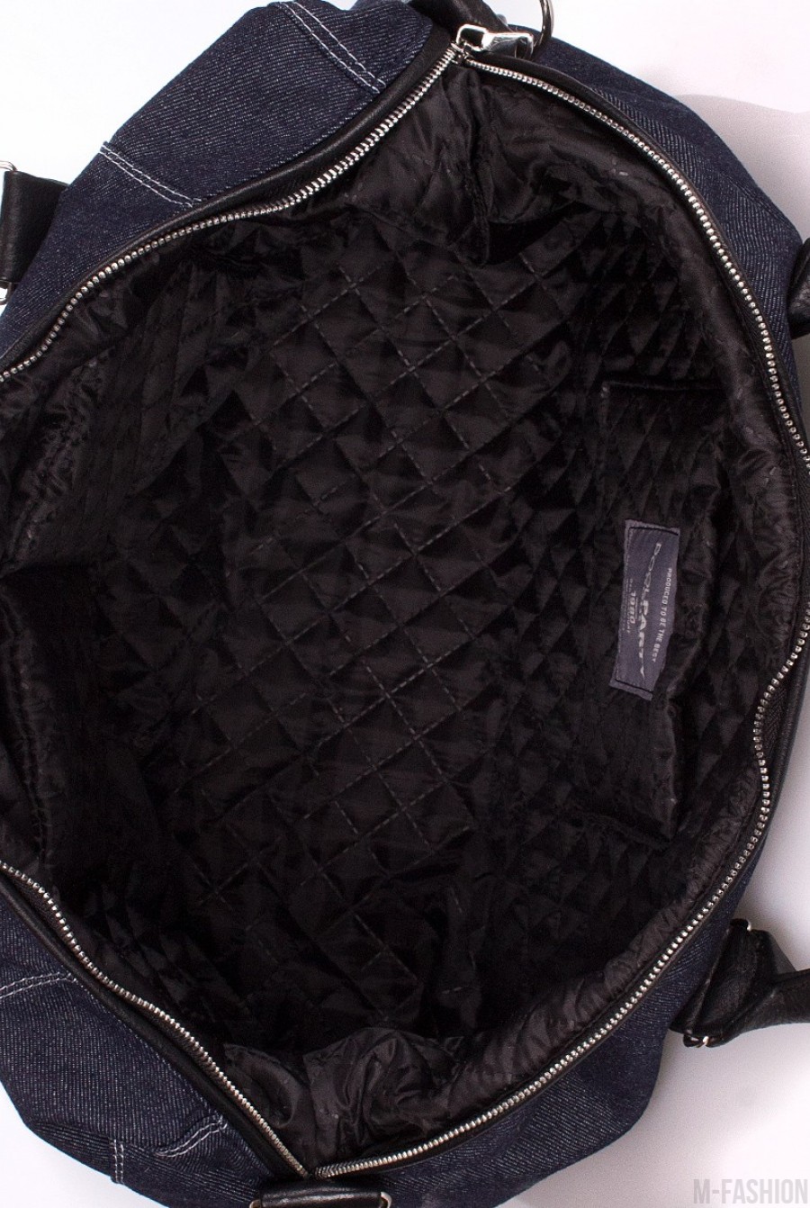 Джинсовая сумочка с кожаными вставками- Фото 3