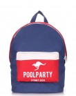 Синий рюкзак из хлопка с ярко-красным накладным карманом