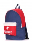 Синий рюкзак из хлопка с ярко-красным накладным карманом