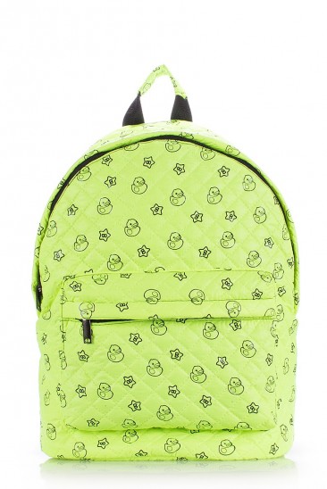 Зеленый мини-рюкзак из ткани с модным и ярким принтом