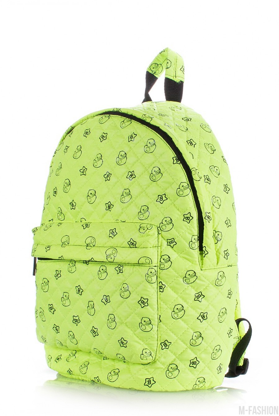 Зеленый мини-рюкзак из ткани с модным и ярким принтом- Фото 2