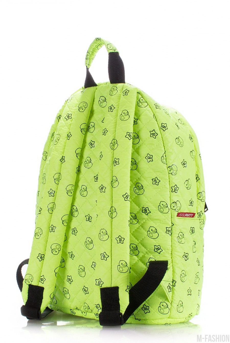 Зеленый мини-рюкзак из ткани с модным и ярким принтом- Фото 3