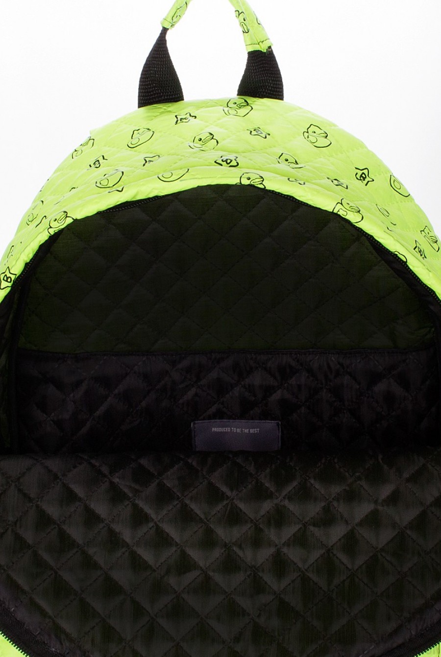 Зеленый мини-рюкзак из ткани с модным и ярким принтом- Фото 4