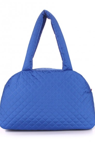 Стеганая сумка-саквояж в сине-матовом цвете