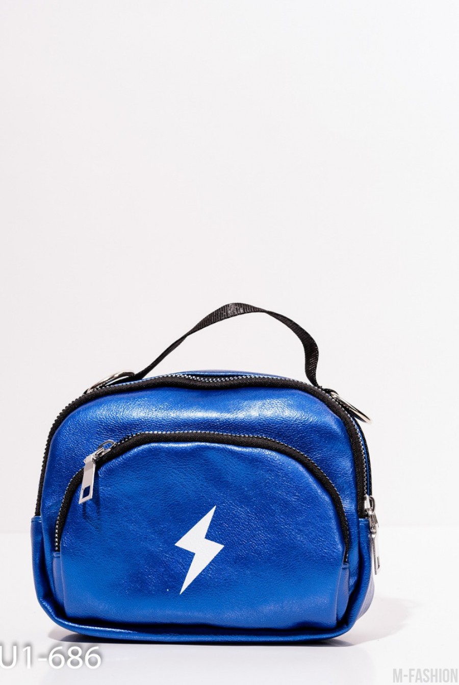 Ручная сумка-клатч цвета электрик из эко-кожи - Фото 1
