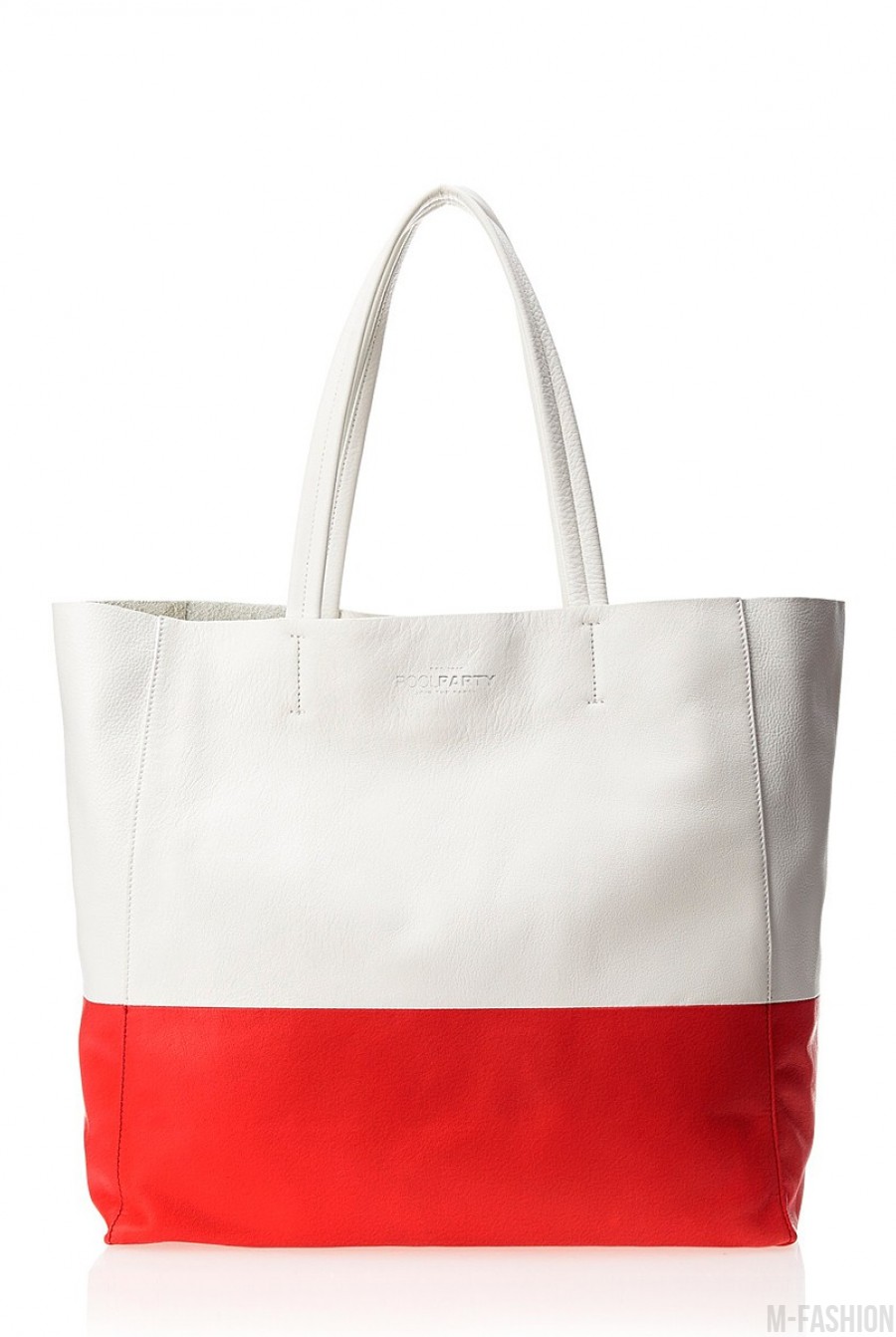 Бело-красная кожаная сумка Devine - Фото 1