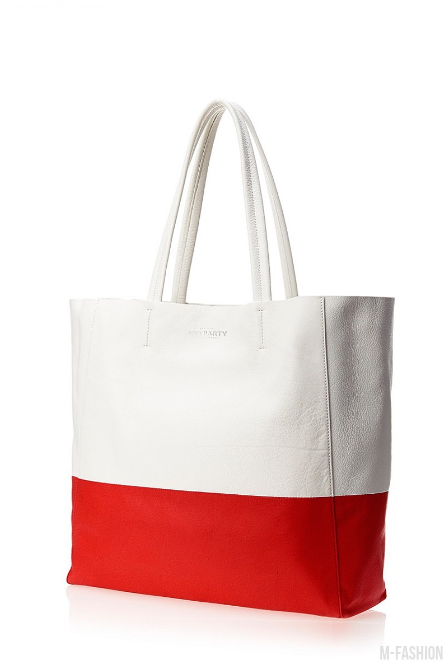 Бело-красная кожаная сумка Devine- Фото 2