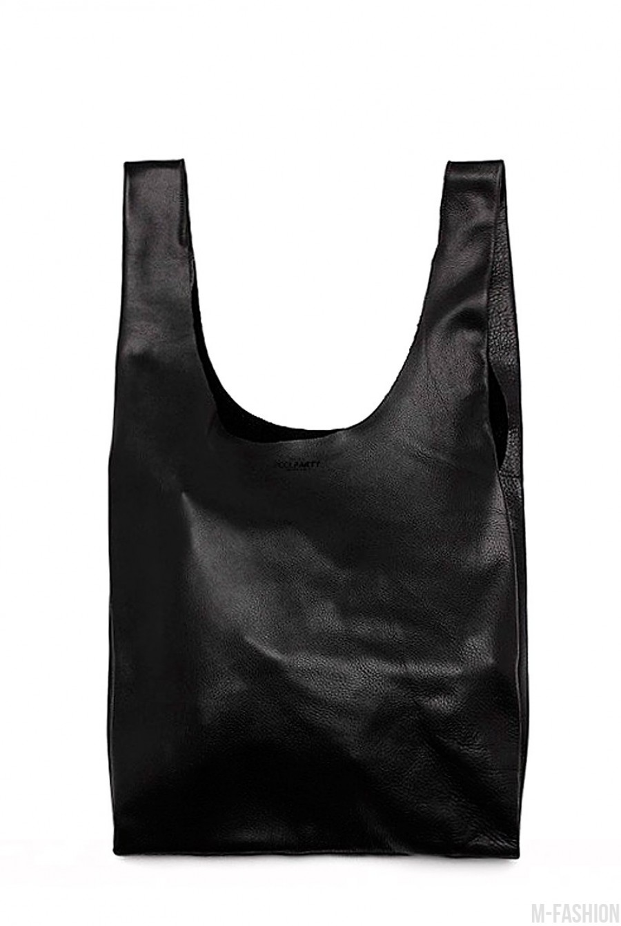 Черная сумка Tote из натуральной кожи - Фото 1