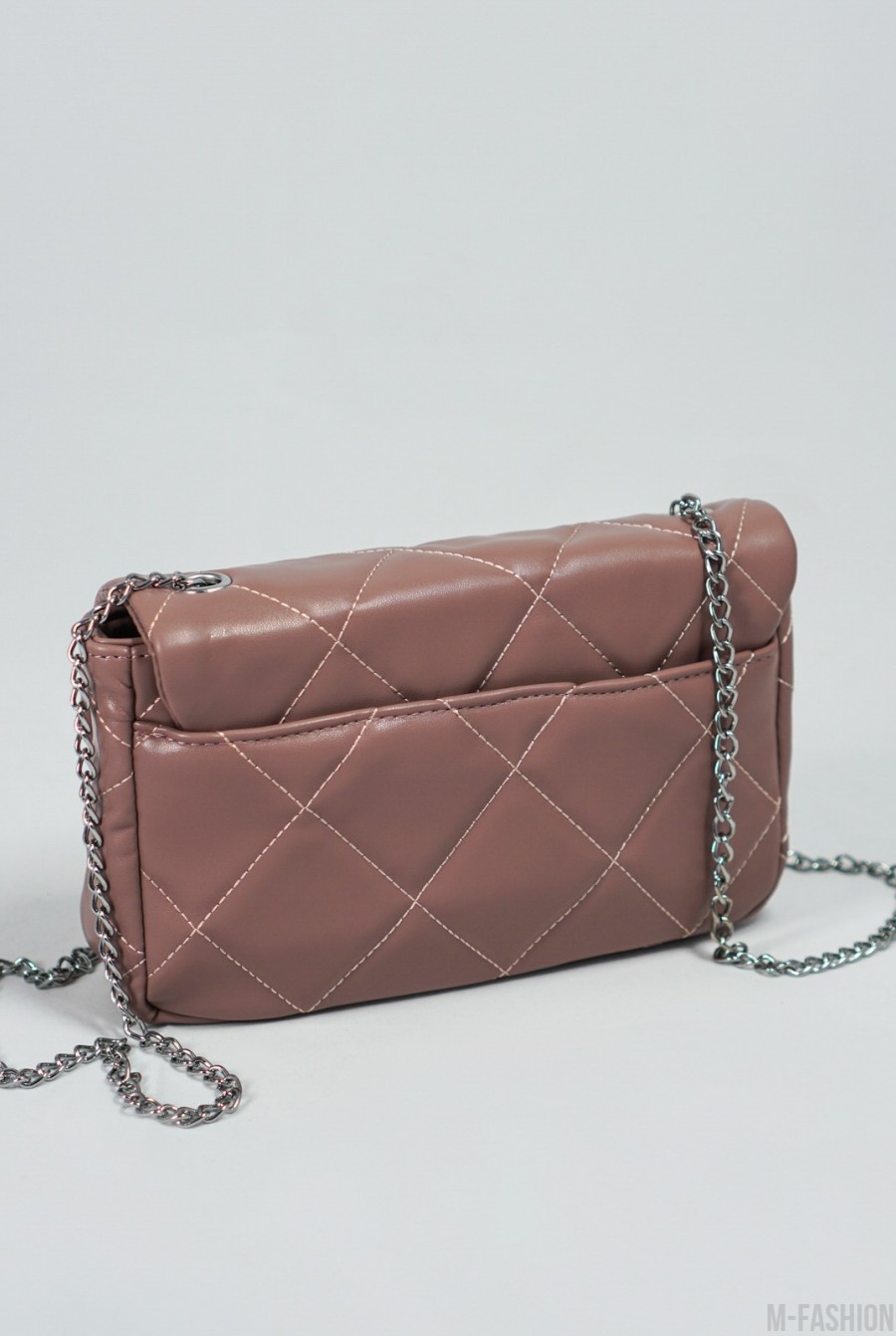 Темно-розовая стеганая сумка из эко-кожи- Фото 3