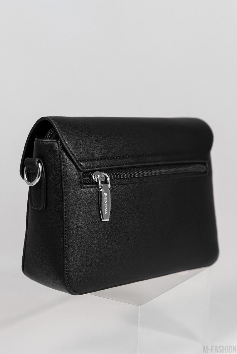 Черная маленькая сумочка кросс-боди из эко-кожи- Фото 3